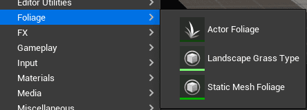 Adding Foliage assets in the Content Browser