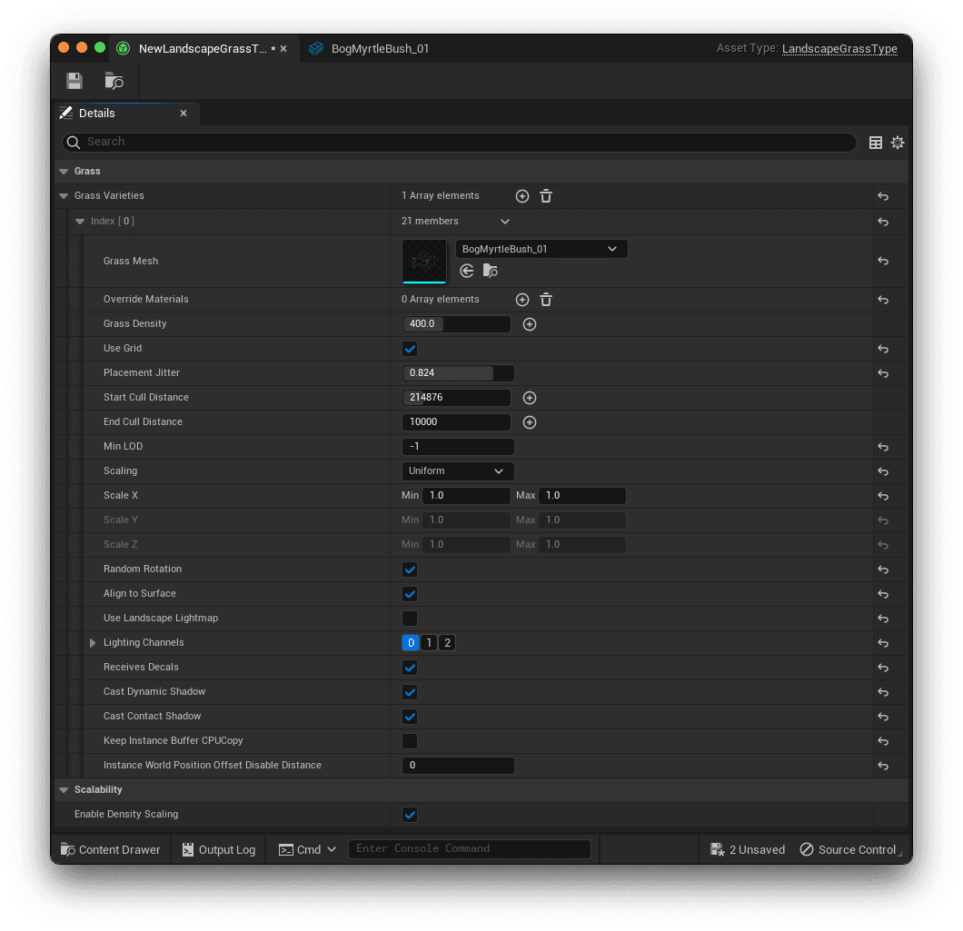 Landscape Grass Type Editor